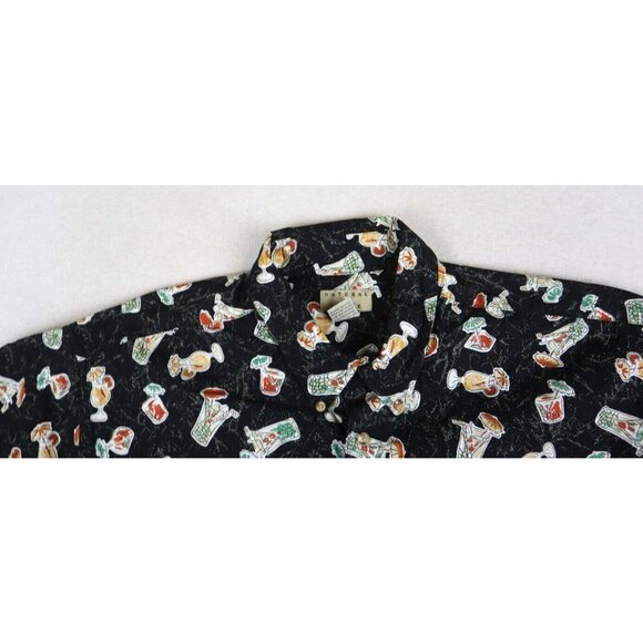 NATURAL ISSUE - MEN'S BLACK MIXED DRINK PRINT SHORT SLEEVE BUTTON-UP SHIRT - XXL - Picture 2 of 4
